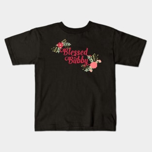 Blessed Bubby Floral Grandma Gift Kids T-Shirt
